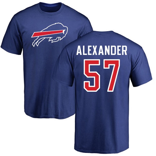 Men NFL Buffalo Bills #57 Lorenzo Alexander Royal Blue Name and Number Logo T Shirt->buffalo bills->NFL Jersey